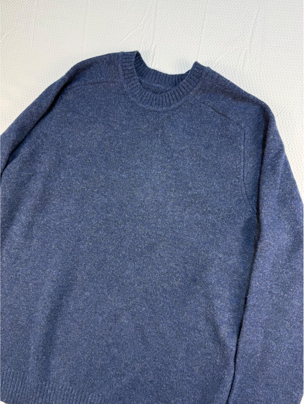 Gap Men’s Large Navy Blue Heathered Wool Blend Crewneck Sweater Pullover